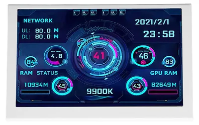 Zdjęcie produktu dla 5-calowy monitor temperatury komputera z ekranem IPS i złączem USB – mini panel wyświetlający dane procesora, karty graficznej i pamięci RAM dla systemu Windows