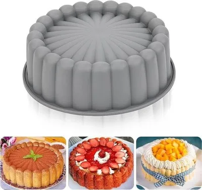 Obrázek produktu pro Silikonové formy na dorty Charlotte s nepřilnavým povrchem – kulaté silikonové formy – opakovaně použitelné formy na cheesecake, flan a chléb – 20 cm, šedé.