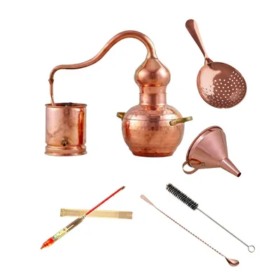 Obrázek produktu pro Kompletní set destilační přístroj,destilační přístroj - Alembic,měděný se sítkem a barovou lžičkou,2L,