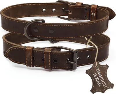 Produktbild von ALTEZAR Dunkelbraunes Hundehalsband weiches, leichtes Leder-Halsband Größe L