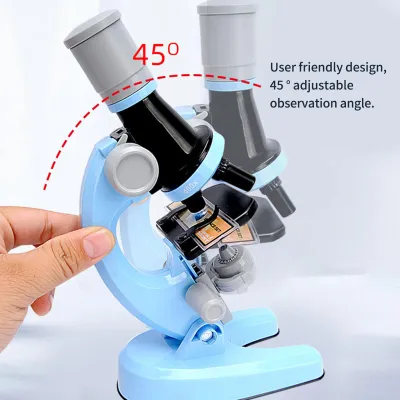 Zdjęcie produktu dla Zestaw do nauki z mikroskopem, oferujący powiększenie 100x, 400x i 1200x, zawierający akcesoria laboratoryjne, idealny jako edukacyjny prezent STEM dla studentów i początkujących