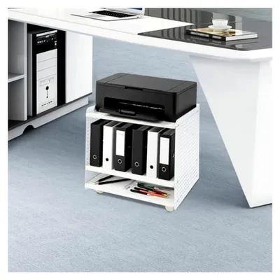 Produktbild von 3-stöckiger Druckerständer, Druckertisch mit Rollen, Druckerhalter unter Schreibtisch für Büro, Zuhause, Schule und Arbeitszimmer, Weiß