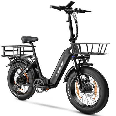 Zdjęcie produktu dla 25Ah 20-calowy rower elektryczny składany E-Fatbike Składany rower elektryczny 250W Shimano 7-biegowy LCD City Do 100 km Z przednim i tylnym koszem Czarny