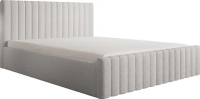 Produktbild von Fedve Polsterbett Doppelbett Safi Modern Bett Bettkasten Schlafzimmer 180x200 cm Weiß (Abriamo 4 - Bouclé)