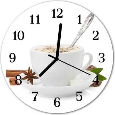 Produktbild von Glasuhr Wanduhr Küchenuhr Echt-Glas 30fi cm Tasse Anis weiß
