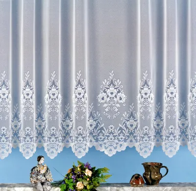 Produktbild von Heimtexland Gardinen Store weiß Kräuselband Vorhang transparent Blumen Borte gebogt Typ10 Höhe 95 cm x Breite 450 cm für Fensterbreiten von 135 - 175 cm