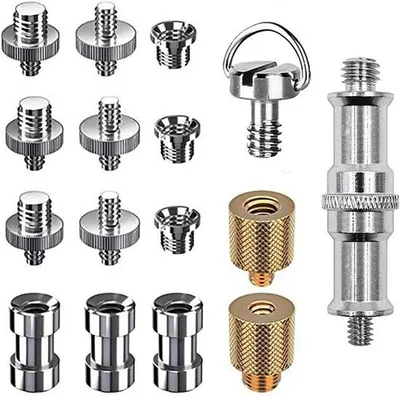 Obrázok produktu pre Sada skrutiek pre kameru, 16-dielna, zelená, pre statív, mikrofón, adaptér 1/4" na 3/8"