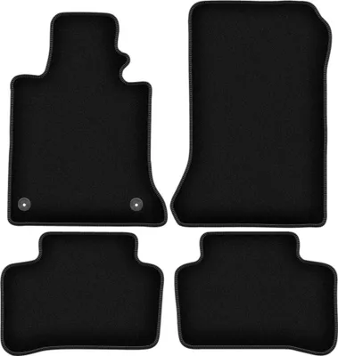 Image de Tapis de sol velours sur-mesure pour Mercedes GLK X204 (2008-2015, SUV) noir, jeu 4 pièces, fixations