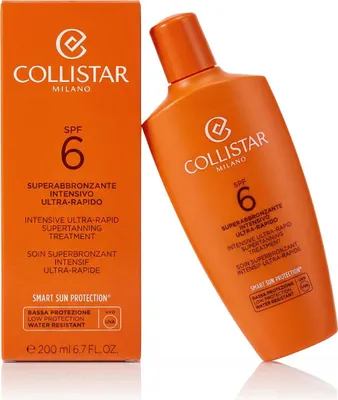 Produktbild von Collistar Intensive Ultra-Rapid Supertanning Treatment SPF6, Sonnenschutzcreme, Gesicht & Körper, Flasche, Anti-Aging, Feuchtigkeitsspendend, Nährend, Schutz, 200 ml, Erwachsene