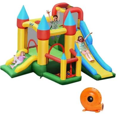 Produktbild von Aufblasbare Hüpfburg - Spielschloss - Zwei Rutschen - Gebläse 610 W - Größe 330×300×210 cm - Mehrfarbig