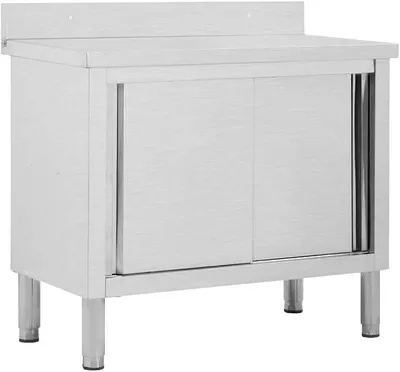 Obrázek produktu pro Nerezový pracovní skříň s posuvnými dveřmi - Gastro skříňka, rozměry 100x50x(95-97) cm