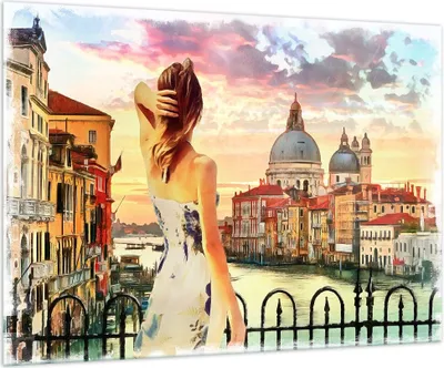 Produktbild von Bilder auf glas - Venedig Brücke Wasser - 100x70cm - Glasbilder - Wandbilder - Kunstdruck - zum Aufhängen bereit - Wanddekoration aus Glas - Glas Bilder - Wandbild auf Glas - GAA100x70-3495