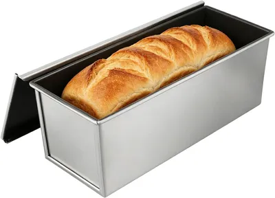 Produktbild von Brotbackform mit Deckel, 1 KG, Toastbrotform für 1000g, Kastenform für Brot und Toastbrot, für Küche und Bäckerei, 33 x 12 x 12cm