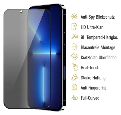 Produktbild von 4x Blickschutz 9H Panzerhartglas für iPhone 13 Pro ANTI-SPY PRIVACY Displayschutz Panzerfolie Schutzfolie echtes Tempered Panzerglas Schutzglas Screen Protector