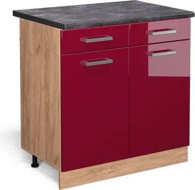 Produktbild von Küchenunterschrank Vicco R-Line Rot Hochglanz 80 cm , AP Anthrazit, Model 46350