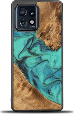 Image de Housse en bois Bewood Unique - Turquoise pour Motorola Edge 40 Pro