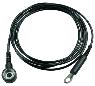 Obrázok produktu pre Uzemňovací kábel WETEC, ESD, 10 mm DK/očko 4 mm, 1,5 m, 1 MOhm (uzemňovací bod)