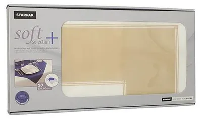 Produktbild von 20 Papstar Mitteldecken, stoffähnlich, Vlies soft selection plus 80 cm x 80 cm sand Frame 89569