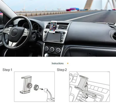 Imagen del producto de Soporte para CD para automóvil, con ajuste de 360 grados, y soporte para teléfono compatible con dispositivos de 55 a 85 mm de ancho