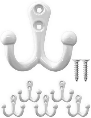 Doppelhaken-Set, 5 Stück, antik, weiß, Landhausstil