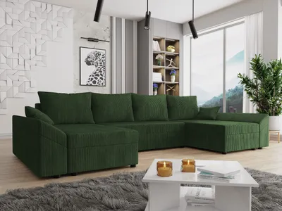 Obrázek produktu pro Sedací souprava do U na každodenní spaní FREDERIK - tmavá zelená 2