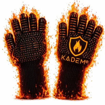 Imagen del producto de Guantes de cocina unisex, resistentes al calor hasta 800°C, talla S/M, antideslizantes, para uso en la cocina