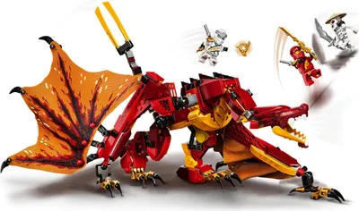 Produktbild von LEGO 71753 NINJAGO Kais Feuerdrache Drachen Spielzeug, Set mit 4 Ninja Mini-Figuren