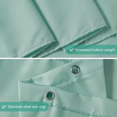 Immagine prodotto di Tenda da doccia verde menta in tessuto di poliestere antimuffa, impermeabile, lavabile, per vasca da bagno o bagno, 12 ganci per tenda da doccia, 180 x 210 cm.