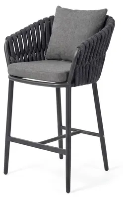 Produktbild von Barstuhl Torino Anthrazit Aluminium Outdoor 61x65x109 cm Sitzhöhe 76 cm