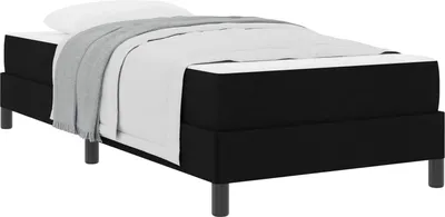 Image de Lit à ressorts avec matelas Noir 90 x 200 cm tissu