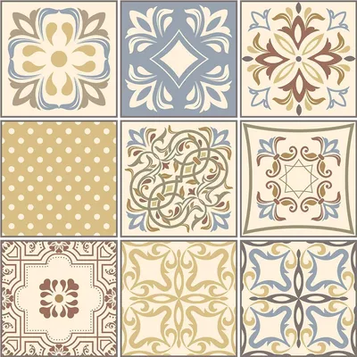 Image de Autocollants décoratifs pour carrelage de cuisine et de salle de bain – 9 autocollants Azulejos Aurélio – 9 autocollants de 20 x 20 cm