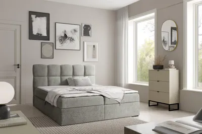Produktbild von Boxspringbett Schlafzimmerbett PAROZO 200x220cm Stoff Coral Grau