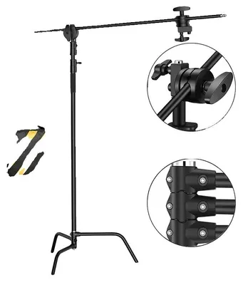 Obrázek produktu pro Fotografický stativ typu C, nastavitelná výška, lehká konstrukce, 2,6 m, černý