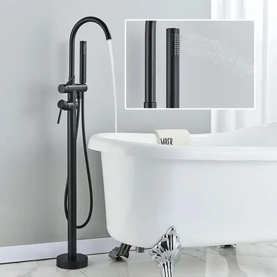 Produktbild von Badewannenarmatur, Doppelgriff, zeitgenössisches Design, matte schwarz