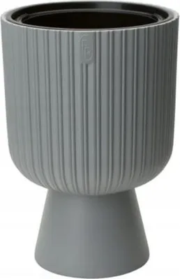 Image de Pot de fleurs moderne avec pieds Gris 29x43cm, Recyclé & Résistant au gel pour intérieur/extérieur