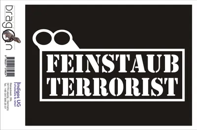 Produktbild von Aufkleber / Autoaufkleber - JDM / Die cut / Auto / OEM - Feinstaub Terrorist - 210x100 mm schwarz - Heckscheibe / Heckscheibenaufkleber
