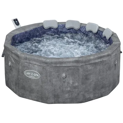 Produktbild von Bestway® LAY-Z-SPA® Energiespar-Whirlpool mitSchaumstoffpaneelen Carrara AirJet™ mit App-Steuerung + integrierter UltraFit™ -Pumpeneinheit, für 6 Personen Ø 170 x 65 cm, Dunkle Alabaster-Optik