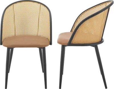 Produktbild von Esszimmerstuhl ’Gagnef’ 2er Set gepolstert Metall Braun / Schwarz