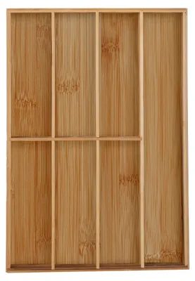 Produktbild von Relaxdays Besteckkasten, 7 Fächer, Bambus, Schubladenkasten für Besteck & Küchenutensilien, HBT: 4,5x30,5x44,5 cm, natur