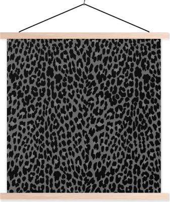 Produktbild von MuchoWow® Textilposter Leopard - Muster - Grau 120x120 cm mit holzfarbenen Rahmen - Textil-Poster