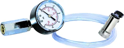 Produktbild von Anschlussadapter mit Ventilhahn, Manometer und Klemmventil für Gefäßfüller, Druckgasdosen und Ausdehnungsgefäße