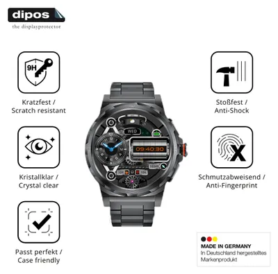 Produktbild von 2x Schutzfolie für CHOOSETIME SML6 - Anti-Shock 9H Folie dipos Glass Kunststoffglas