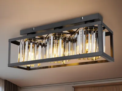 Produktbild von LED Deckenlampe, 3 Rauchglas Lampenschirme & Drahtgestell