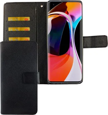Produktbild von Xiaomi Mi 10 Tasche Handy Hülle Schutz-Cover Flip-Case mit Kartenfach, Farbe:Onyx Schwarz