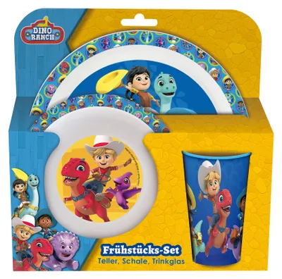 Dino Ranch Frühstücksset, 3-teilig, Kunststoff, spülmaschinengeeignet