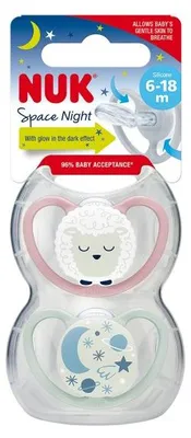 Image de NUK 2 SPACE Sucettes 6-18m NUIT