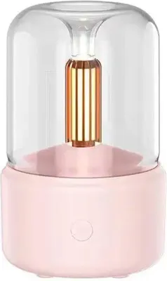 Immagine prodotto di Diffusore di aromi con luce LED - A ultrasuoni - Umidificatore - Design industriale - Rosa - Illuminazione d'atmosfera