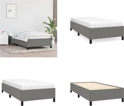 Image de vidaXL Cadre de lit gris foncé 100x200 cm Tissu - Cadre de lit - Cadre de lit - Lit