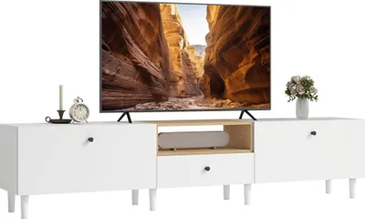 Produktbild von HOMCOM TV Schrank TV Board für Fernseher bis zu 90 Zoll für Wohnzimmer, Weiß
