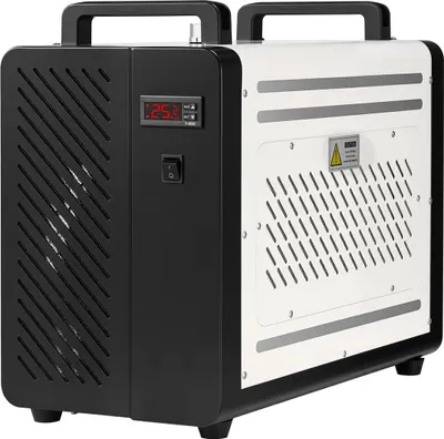 Immagine prodotto di Refrigeratore industriale ad acqua, 1600 W, sistema di raffreddamento industriale ad acqua con compressore, portata massima 16 l/min, serbatoio da 7 l, refrigeratore laser, per macchina per incisione e taglio laser CO2 a tubo.